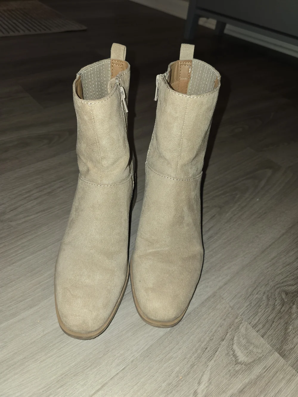 Universal Thread Light Beige Suede Ankle Booties